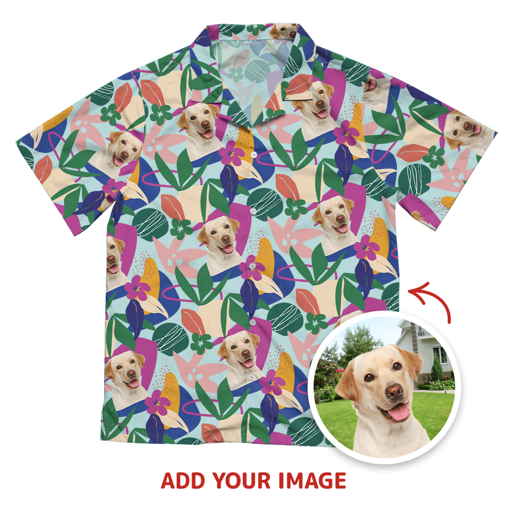 Custom Leaves & Flowers Pattern Short-Sleeve Hawaiian Shirt
