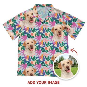 Custom Leaves & Flowers Pattern Short-Sleeve Hawaiian Shirt Upscale Version