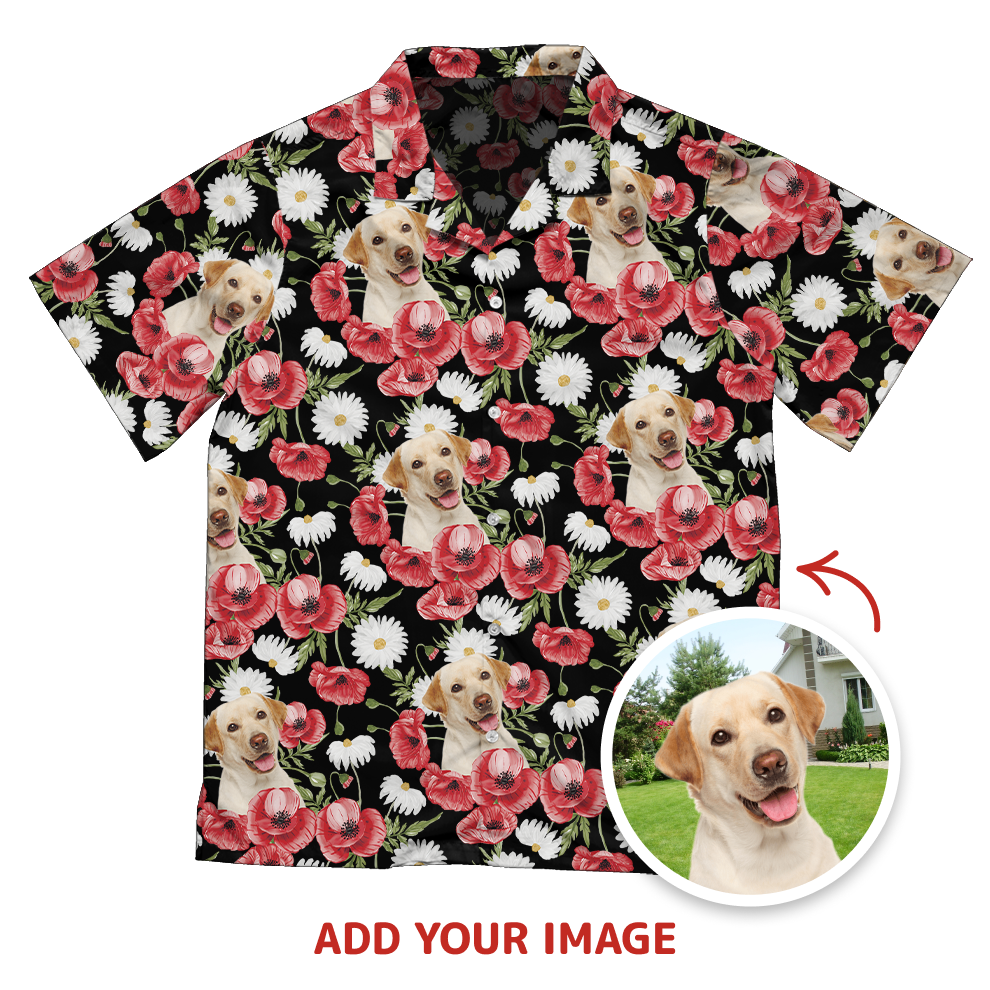 Custom Daisy & Poppy Pattern Short-Sleeve Hawaiian Shirt