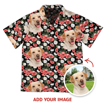 Custom Daisy & Poppy Pattern Short-Sleeve Hawaiian Shirt Upscale Version