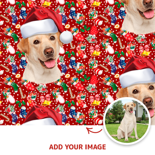Custom Christmas Sock and Sugar Candy  Pattern Bucket Hat with your Pet