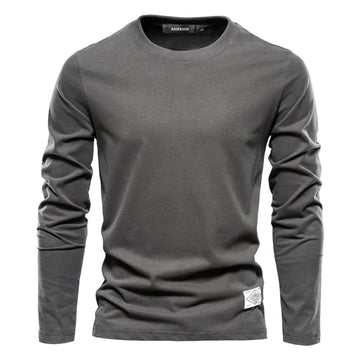Men's Long Sleeve T-shirt Dark Gray Casual 100% Cotton